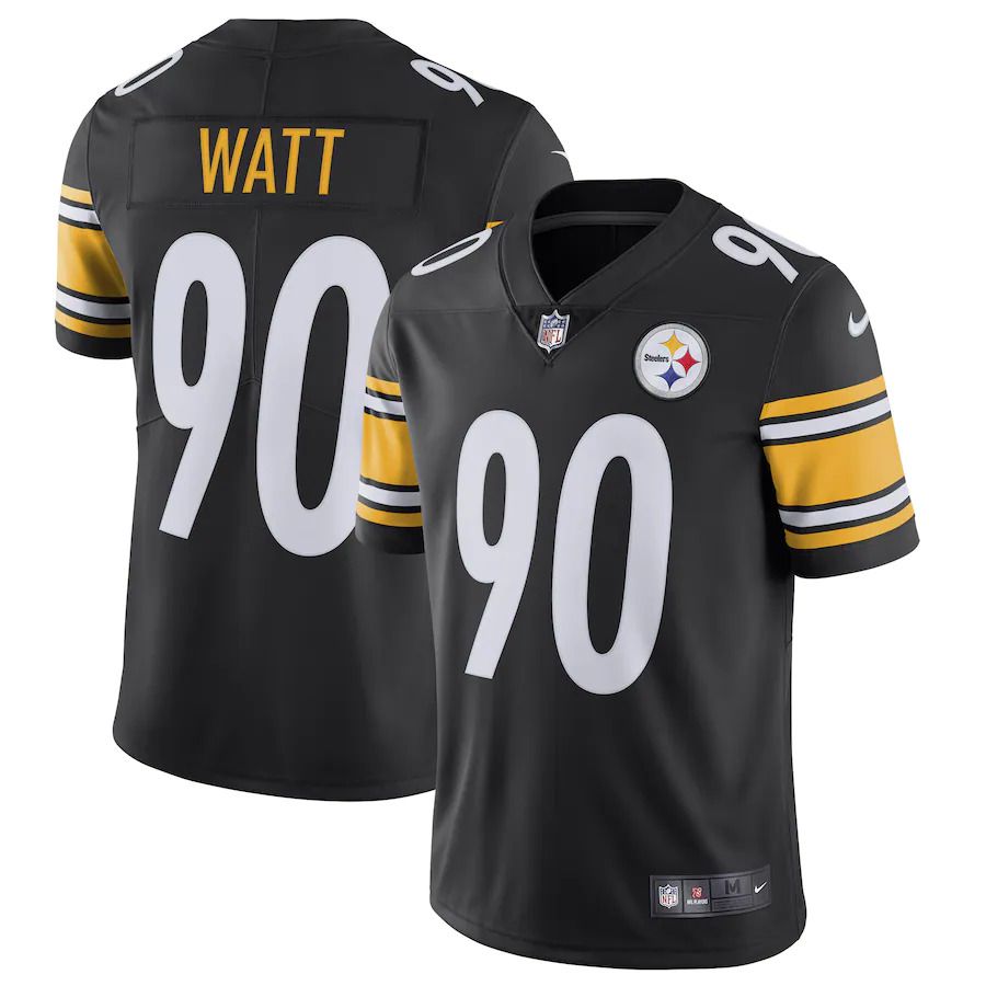 Men Pittsburgh Steelers #90 T.J. Watt Nike Black Vapor Untouchable Limited NFL Jersey